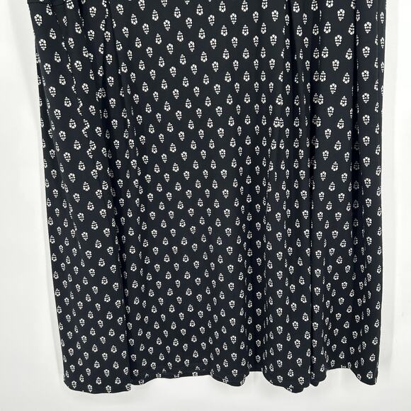 J Jill Wearever Black Printed Dress Pleated Sleeveless Stretch Knee Length Sz 4X - Picture 7 of 9